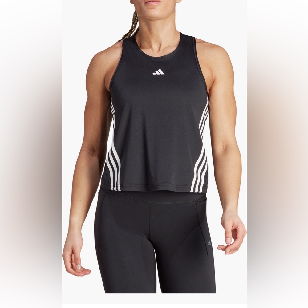 Adidas Black Sleeveless Top with White Accents